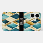 Coques Case-Mate iPhone Or et diamants Turquoises (Verso (horizontal))