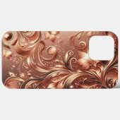 Coques Case-Mate iPhone Or et fleurs roses modernes et élégants6 (Verso (horizontal))