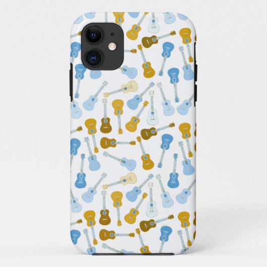 Coques Case-Mate iPhone or et ukulélés bleues (Dos)