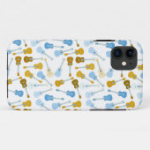 Coques Case-Mate iPhone or et ukulélés bleues (Dos (Horizontal))
