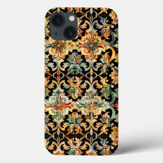 Coques Case-Mate iPhone Or fleuri sur noir (Verso)