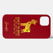 Coques Case-Mate iPhone Or Gradient Année Du Mouton Zodiaque Nom Rouge (Verso (horizontal))