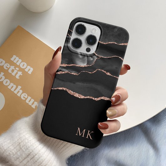 Coques Case-Mate iPhone Or Moderne & Agate Noire