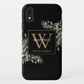 Coques Case-Mate iPhone Or Monogramme Chic Vert Noir (Dos)