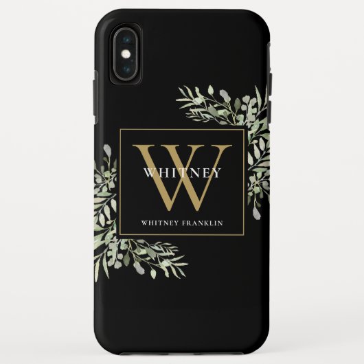 Coques Case-Mate iPhone Or Monogramme Élégant Modernité Verdure (Dos)