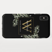 Coques Case-Mate iPhone Or Monogramme Élégant Modernité Verdure (Dos (Horizontal))