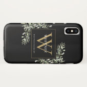 Coques Case-Mate iPhone Or Monogramme Élégant Vert Moderne (Dos (Horizontal))