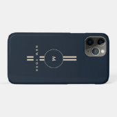 Coques Case-Mate iPhone Or Monogramme Initial Luxe Midnight Navy iPhone (Dos (Horizontal))