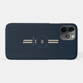Coques Case-Mate iPhone Or Monogramme Initial Luxe Minuit Marine iPhone (Dos (Horizontal))