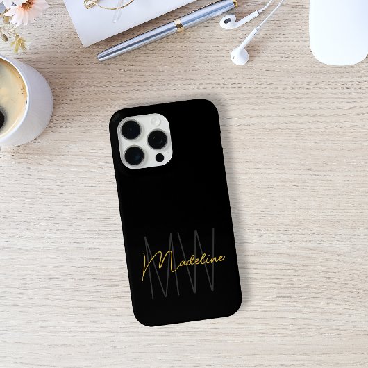 Coques Case-Mate iPhone Or Monogramme Moderne Chic