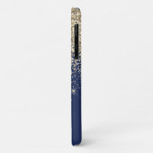 Coques Case-Mate iPhone Or Monogramme Pailleté Paillettes Fille Navy Bleu (Dos/Gauche)