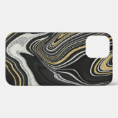 Coques Case-Mate iPhone Or noir argenté marbre liquide (Verso (horizontal))