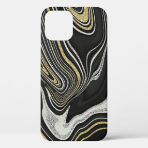 Case-Mate iPhone Case Or noir argenté marbre liquide
