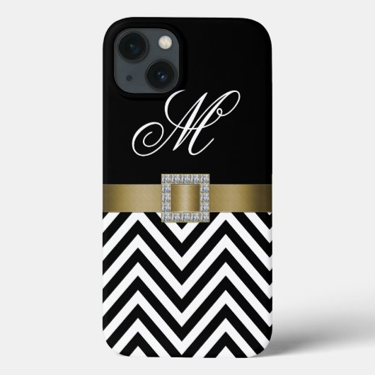 COQUES Case-Mate iPhone OR NOIR CHEVRON VOTRE MONOGRAM (Verso)