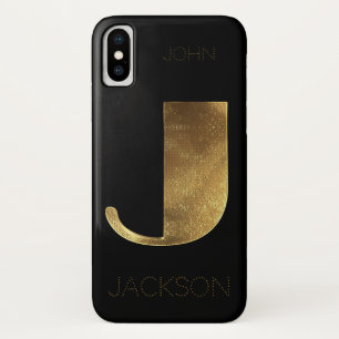 Coques Pour iPhone Or noir décoré d'un monogramme de l'initiale J de