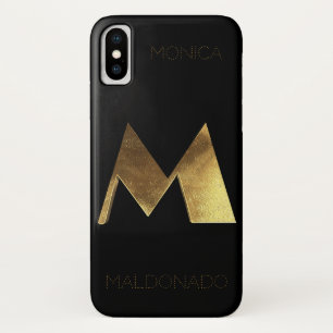 Coques Pour iPhone Or noir décoré d'un monogramme de l'initiale M de