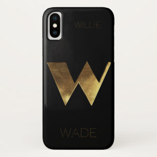 Etui iPhone Case-Mate Or noir décoré d'un monogramme de l'initiale W d