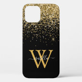 Coques Case-Mate iPhone Or Noir Élégant Script (Verso)
