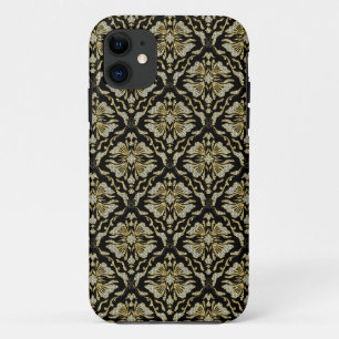 Etui iPhone Case-Mate Or noir et diamants Motif-Rétro Damas florales