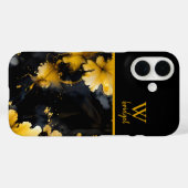 Coques Case-Mate iPhone or noir luxueux agate floral (Verso (horizontal))