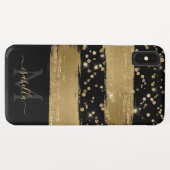 Coques Case-Mate iPhone Or noir monogrammé en écriture (Dos (Horizontal))