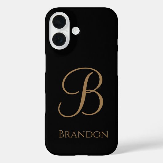 Coques Case-Mate iPhone Or noir Nom et monogramme personnalisés (Verso)