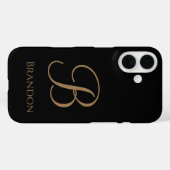 Coques Case-Mate iPhone Or noir Nom et monogramme personnalisés (Verso (horizontal))