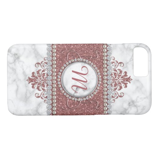 Coques Case-Mate iPhone Or, parties scintillantes, diamants et perles (Dos (Horizontal))