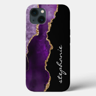 Case-Mate iPhone Case Or personnalisé à l'aquarelle agate or rose