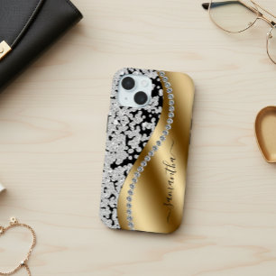 Coque Pour iPhone 15 Or personnalisé en métal or avec écriture
