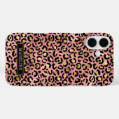 Coques Case-Mate iPhone Or rose feuille de leopard imprimé monogrammé (Verso (horizontal))