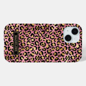 Coques Case-Mate iPhone Or rose feuille de leopard imprimé monogrammé (Verso (horizontal))