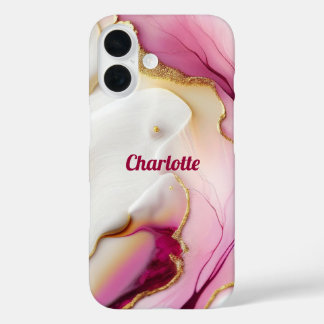 Coques iPhone 16 Or rose Fuchsia