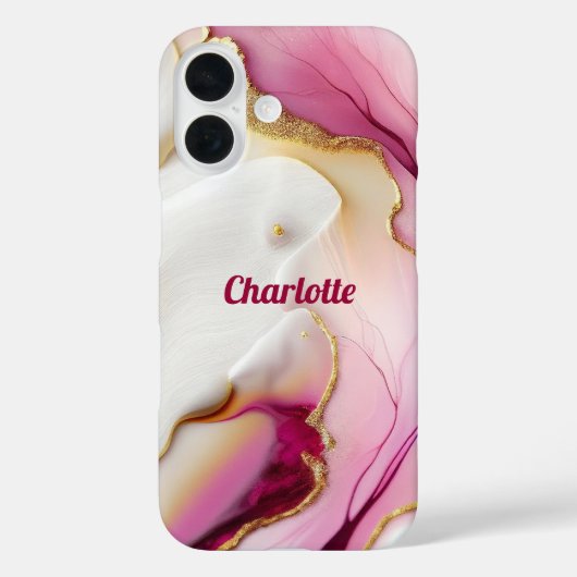 Coques Case-Mate iPhone Or rose Fuchsia (Verso)