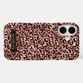 Coques Case-Mate iPhone Or Rose Gold Feuille Imprimé Léopard Monogrammé (Verso (horizontal))