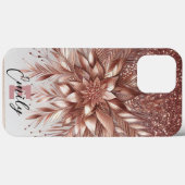 Coques Case-Mate iPhone Or rose moderne élégant avec courbe florale12 (Verso (horizontal))
