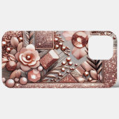 Coques Case-Mate iPhone Or rose moderne élégant avec courbe florale13 (Verso (horizontal))