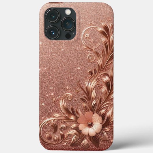 Coques Case-Mate iPhone Or rose moderne élégant avec courbe florale2 (Verso)