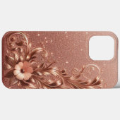 Coques Case-Mate iPhone Or rose moderne élégant avec courbe florale2 (Verso (horizontal))