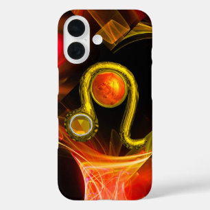 Coques iPhone 16 OR SIGNE ZODIAC LEO Rouge Jaune Fractée Fils