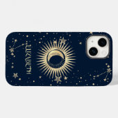 Coques Case-Mate iPhone Or Soleil Et Lune Et Étoiles Célestes (Verso (horizontal))