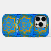 Coques Case-Mate iPhone or sur symbole tantrique bleu (Verso (horizontal))