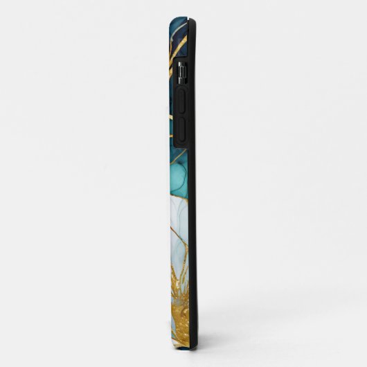 Coques Case-Mate iPhone Or Turquoise floral japonais (Dos/Gauche)
