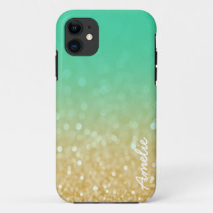 Etui iPhone Case-Mate Or turquoise Ombre Iphone nommé personnalisé par