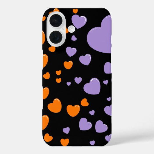 Coques Case-Mate iPhone orange and purple hearts polka dots (Verso)