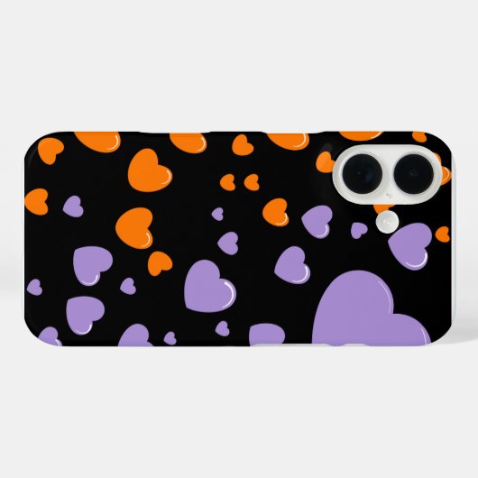 Coques Case-Mate iPhone orange and purple hearts polka dots (Verso (horizontal))