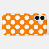 Coques Case-Mate iPhone Orange avec Pois blancs (Verso (horizontal))