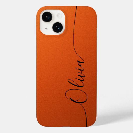 Coques Case-Mate iPhone Orange Black Elegant Calligraphie Nom du script (Verso)
