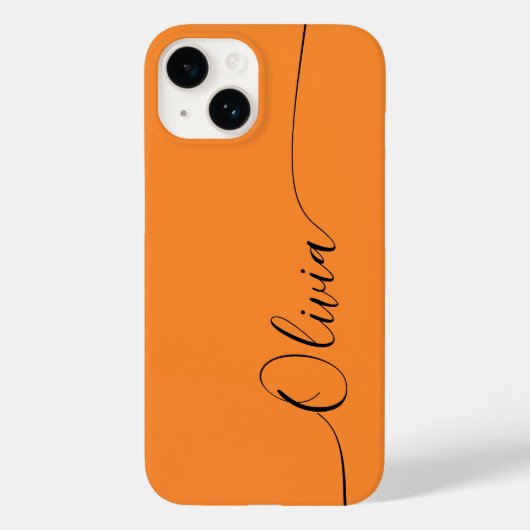 Coques Case-Mate iPhone Orange Black Elegant Calligraphie Nom du script (Verso)