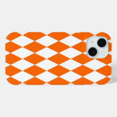 Coques Case-Mate iPhone Orange blanc Arlequin Diamants Checkers Design (Verso (horizontal))